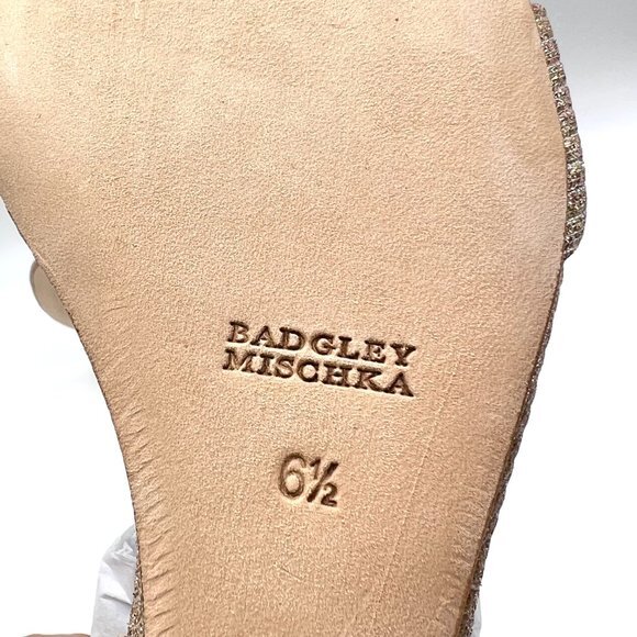 Badgley Mischka Size 6.5 Kaelyn Pale Gold‎ Jeweled Wedges Dress Sandals Shoes - Picture 10 of 12